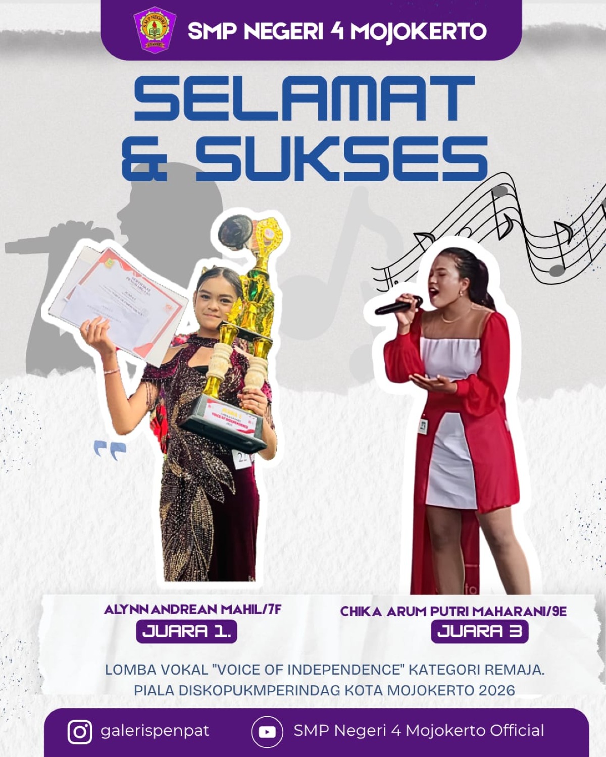 Selamat dan Sukses Alyn dan Chika Meraih Prestasi