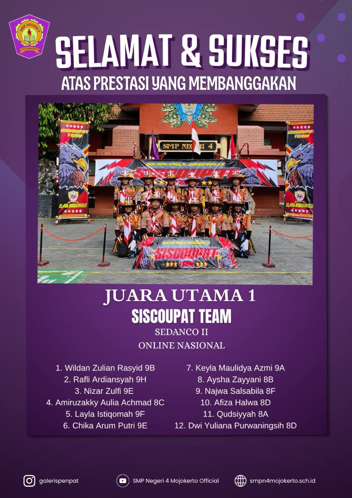 Selamat dan Sukses Tim Pramuka Juara Utama 1 
